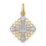 10K w/Rhodium and  D/C Filigree Medallion Charm