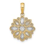 10K w/Rhodium and D/C  Filigree Flower Charm