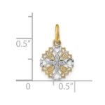 10K w/Rhodium Cut-Out Heart Edge Flower Charm - Image 3