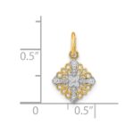 10K w/Rhodium Mini Cross Medallion Charm - Image 3