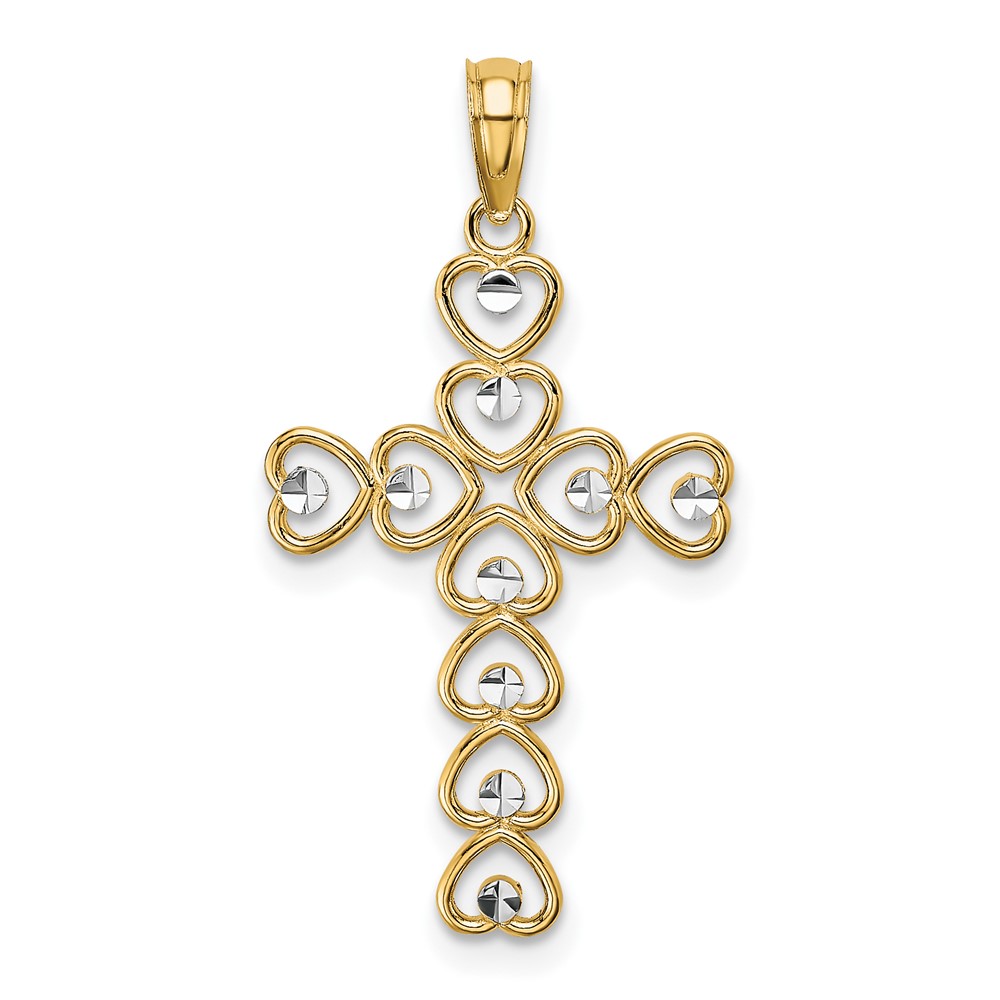 10K9633.jpg 10K w/ Rhodium Hearts/Cross Pendant - Image 1