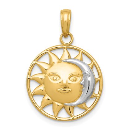 10K W/Rhodium Sun and Moon Pendant