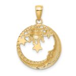 10k and Rhodium D/C Moon, Stars, and Sun Pendant - Image 4