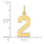 10k Medium Polished Number 2 Charm - Image 3