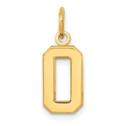 10k Small Polished Number 0 Charm