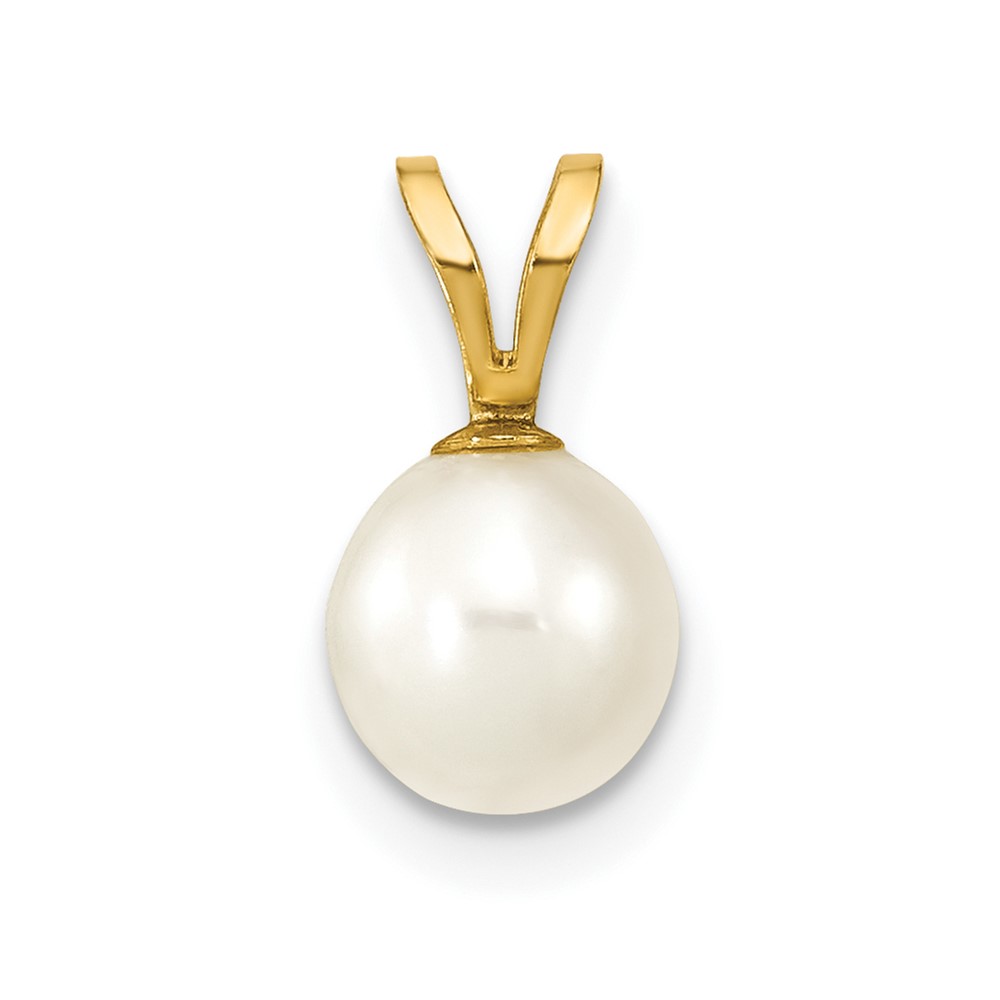 10XF396.jpg 10K 6-7mm White Round Freshwater Cultured Pearl Pendant - Image 1