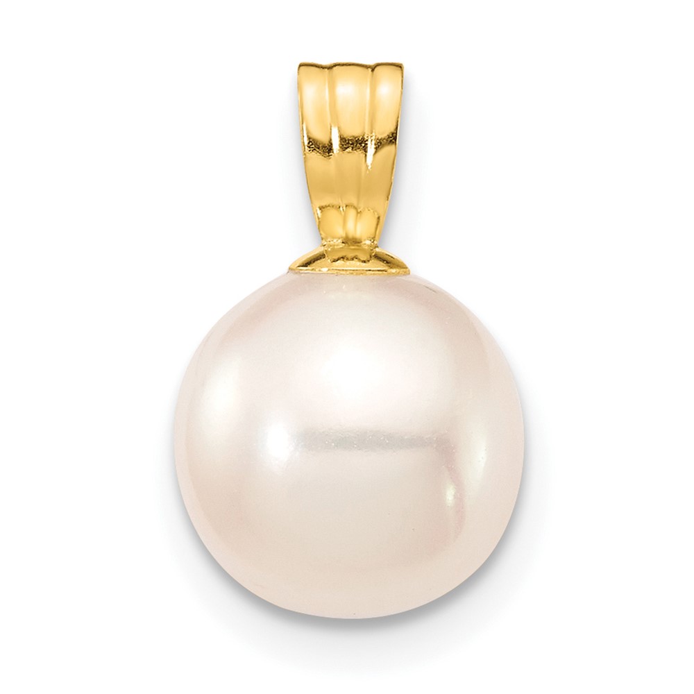 10XF738.jpg 10K 8-9mm White Round Freshwater Cultured Pearl Pendant - Image 1