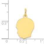 10K Plain Medium .018 Gauge Facing Left Engravable Boy Head Charm - Image 2