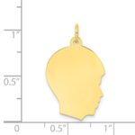 10K Plain Medium .013 Gauge Facing Right Engravable Boy Head Charm - Image 2