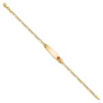 10k Medical Soft Diamond Shape Red Enamel Figaro ID Bracelet - Image 3
