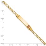 10k Semi-Solid Medical Polished Red Enamel Figaro ID Bracelet - Image 2