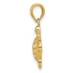 10k Gold Polished & Textured Small DC Turtle Pendant - Image 2