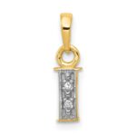 10K and Rhodium Diamond Initial I Charm