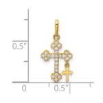 10K CZ Budded Cross w/Cross Dangle Pendant - Image 3