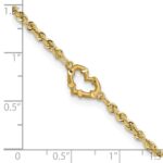 14k Diamond-cut Open Heart and Rope Chain Anklet - Image 5