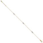 14k Two-tone Diamond-cut Triple Puffed Hearts Plus Extender - Total Anklet - Image 2