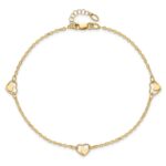 14K Polished Heart-in-Heart Links 3-Station Plus Extender - Total Anklet - Image 4