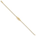 14k Polished Filigree Heart and Bismark Chain Anklet - Image 2