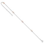 14K Two-tone White and Rose Satin Hearts 4-Station Plus Extender - Total Anklet - Image 5
