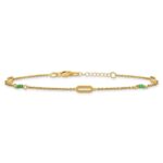 14k Polished Green Zircon Beads and Ovals Plus Extender - Total Anklet - Image 3