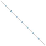14k White Gold Blue Enameled Butterflies 7-Station Anklet - Image 2