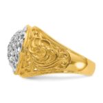 IBGoodman 10k Two-tone Men's Polished Filigree 1 Carat AA Quality Diamond Round Cluster Ring Mounting - Image 3