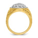 IBGoodman 14k Two-tone Men's Polished Filigree 1 Carat AA Quality Diamond Round Cluster Ring Mounting - Image 2