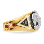 IBGoodman 14k Two-tone Men's Polished and Textured with Multi-color Enamel and Diamond 32nd Degree Scottish Rite Masonic Ring - Image 7