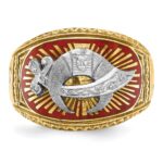 IBGoodman 10k Two-tone Men's Polished and Textured with Multi-color Enamel Masonic Shriner's Ring - Image 6