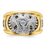 IBGoodman 14k Two-tone Men's Polished and Textured with Black and White Enameled and Diamond 32nd Degree Scottish Rite Masonic Ring - Image 4