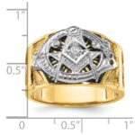 IBGoodman 14k Two-tone Men's Polished and Textured with Blue and Black Enamel Diamond Blue Lodge Master Masonic Ring - Image 3