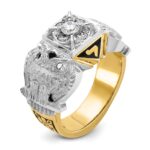 IBGoodman 14k Two-tone Men's Polished and Textured with Multi-color Enamel and Diamond Double Eagle Masonic Shriner's Ring - Image 6