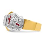 IBGoodman 14k Two-tone Men's Polished and Textured with Multi-color Enamel and Diamond Knights Templar Masonic Shriner's Ring - Image 3