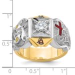 IBGoodman 14k Two-tone Men's Polished and Textured Knights Templar Masonic Shriner's Ring Mounting - Image 8