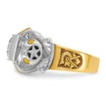IBGoodman 14k Two-tone Men's Polished and Textured with Black Enamel and Diamond Double Eagle Masonic Shriner's Ring - Image 3