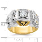 IBGoodman 14k Two-tone Men's Polished and Textured Double Eagle Masonic Shriner's Ring Mounting - Image 8