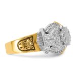 IBGoodman 14k Two-tone Men's Polished and Textured with Black Enamel and Diamond Double Eagle Masonic Shriner's Ring - Image 7