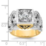 IBGoodman 14k Two-tone Men's Polished and Textured with Black Enamel and Diamond 32nd Degree Scottish Rite Masonic Ring - Image 8