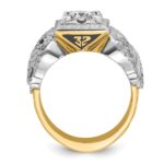 IBGoodman 14k Two-tone Men's Polished and Textured with Black Enamel and Diamond Double Eagle Masonic Shriner's Ring - Image 2