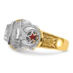 IBGoodman 14k Two-tone Men's Polished and Textured with Black Enamel and Diamond Double Eagle Masonic Shriner's Ring - Image 3