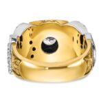 IBGoodman 14k Two-tone Men's Polished and Textured with Black Enamel and Diamond Double Eagle Masonic Shriner's Ring - Image 5