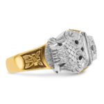 IBGoodman 14k Two-tone Men's Polished and Textured with Black Enamel and Diamond Double Eagle Masonic Shriner's Ring - Image 7