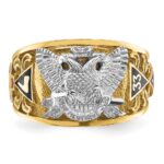 IBGoodman 14k Two-tone Men's Polished and Textured with Multi-color Enamel Active 33rd Degree Masonic Ring - Image 6
