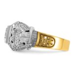 IBGoodman 14k Two-tone Men's Polished and Textured with Black Enamel and Diamond 32nd Degree Scottish Rite Masonic Ring - Image 4