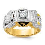 IBGoodman 14k Two-tone Men's Polished and Textured Double Eagle Masonic Shriner's Ring Mounting