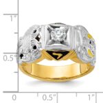 IBGoodman 14k Two-tone Men's Polished and Textured with Multi-color Enamel and Diamond Double Eagle Masonic Shriner's Ring - Image 3