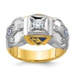 IBGoodman 14k Two-tone Men's Polished and Textured Blue Lodge Master Masonic Ring Mounting