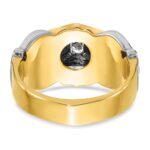 IBGoodman 14k Two-tone Men's Polished and Textured with Blue Enamel and Diamond Blue Lodge Master Masonic Ring - Image 5