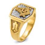 IBGoodman 14k Two-tone Men's Polished and Textured Sun Ray Blue Lodge Master Masonic Ring - Image 6