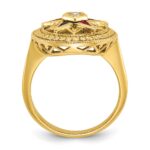 IBGoodman 14k Women's Polished and Textured with Multi-color CZ and Diamond Eastern Star Masonic Ring - Image 2